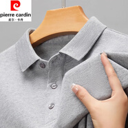 皮爾卡丹（pierre cardin）全棉柔軟抗皺短袖t恤男夏季新款翻領(lǐng)中年純色寬松polo領(lǐng)衫上衣 短袖YW206灰色 180/2XL建議150-165斤