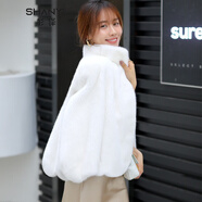 杉譯專柜品質(zhì)貂皮大衣女士整貂時尚短款進(jìn)口天鵝絨水貂毛皮草外套女 白色 L (106-115斤)