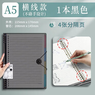 得力b5活頁本筆記本子大學(xué)生考研專用a4簡約大容量加厚橫線替芯a5網(wǎng)格錯題本手賬本線圈本外殼夾活頁紙 【黑色】A5橫線1本送分隔頁