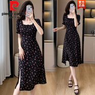 皮爾卡丹（pierre cardin）法式輕奢碎花雪紡連衣裙子女夏高級質(zhì)感時(shí)尚收腰顯瘦溫柔開(kāi)叉長(cháng)裙 高端花色(優(yōu)雅 顯身材/氣質(zhì)女神 L (建議105-115斤)
