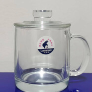 樂(lè )美雅（Luminarc)玻璃把杯咖啡杯防摔防爆喝水杯果汁杯諾卡鋼化牛奶杯 樂(lè )美雅鋼化茶杯帶玻璃蓋380ml1只