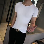 嘉曄（JIAYE）便宜上班T恤短袖t恤男小個(gè)子男生打底衫純色圓領(lǐng)學(xué)生黑色體恤衫 白色 XL