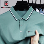 AEMAPE品牌男裝短袖T恤中年爸爸夏裝休閑商務(wù)polo衫帶真口袋 淺綠 M 165 建議 95-115斤
