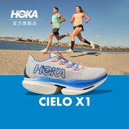 HOKA ONE ONE 男女款夏季專(zhuān)業(yè)競(jìng)速跑鞋CIELO X1耐磨穩(wěn)定透氣回彈 白色/幻影藍(lán) 42