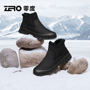 零度男鞋2025年冬季新款加絨保暖雪地靴男皮毛一體簡(jiǎn)約百搭抗寒馬丁靴 黑色 40