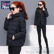DALEY MODE棉服女裝棉衣外套女士冬天冬季加厚短款棉衣女韓版寬松連帽棉服女 黑色 XL 105-115斤