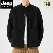 JEEP SPIRIT唐裝男冬季中國風(fēng)棉服古風(fēng)棉衣青年薄絨加厚中山裝新中式棉襖外套 黑色 L