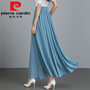 皮爾卡丹（pierre cardin）2025新款雪紡半身長(zhǎng)裙女夏季高腰沙灘裙子跳舞半截大擺裙子a字 淺藍(lán)色雪紡【腰圍1尺8到3尺】 180度裙長(zhǎng)90厘米適合高166-175【
