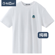 金利來(lái)（Goldlion）男裝純棉印花寬松圓領(lǐng)短袖t恤男士款夏季透氣時(shí)尚休閑體恤衫Z 白色-00 S