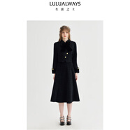 LULUALWAYS我愛(ài)露露24冬季新款時(shí)髦氣質(zhì)淑女高腰傘裙長(cháng)款半身裙女 黑色 XL