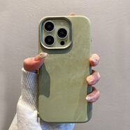 鑒百伊 超薄磁吸適用iphone17promax手機殼蘋(píng)果16pro法蘭絨15金屬鏡框14pro小眾高級感13新款12保護殼 新草綠-皮質(zhì)法蘭絨-磁吸 iPhone 16 Pro