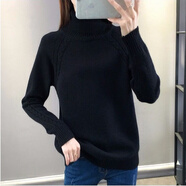 憶思減2025新款高領(lǐng)加厚毛衣女冬季內(nèi)外穿短款套頭韓版百搭針織打底衫 黑色 M 85-100斤