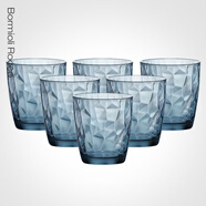 BORMIOLI ROCCO 波米歐利意大利進(jìn)口玻璃杯家用喝水杯子果汁飲料杯6杯加茶盤(pán)套裝 藍色305ml6只