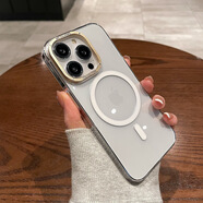 適用蘋(píng)果13promax手機殼透明磁吸iphone14全包12簡(jiǎn)約防摔ip手機套 【全透明-水晶透明】磁吸+大孔 iPhone 15 Pro max 6.7寸