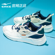 鴻星爾克（ERKE）男鞋運動(dòng)鞋男2025年夏季新款網(wǎng)面透氣休閑跑步鞋男老爹鞋輕便跑鞋 橡芽白/墨藏青0271 42