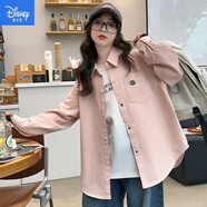 迪士尼（Disney）女童外套春秋2025新款中大童休閑全棉襯衫兒童裝女孩洋氣春季襯衣 單件粉色襯衫 120 cm 穿113-118身高55斤內(nèi)