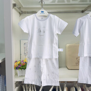 麗嬰房2025新款夏季兒童短袖家居服男女寶寶天絲超薄款內衣褲套裝 白色 90 /2歲