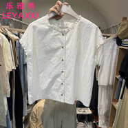 樂雅秀韓國2025年女夏季凈色氣質(zhì)顯瘦減齡顯瘦遮肉百搭韓版甜美蕾絲邊上 米白色 M 建議105-120斤