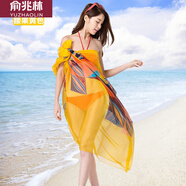 俞兆林沙巾絲巾女百搭夏季春秋圍巾防曬披肩長款沙灘巾超大薄款紗巾海邊 腰果黃色