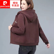 皮爾卡丹（pierre cardin）25年加絨加厚保暖衛衣女冬裝2025韓版寬松百搭拉鏈開(kāi)衫連帽 咖啡色【常規款】 XL 建議110-120斤