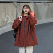QGF小個(gè)子運(yùn)動(dòng)沖鋒上衣女春秋季新款休閑連帽寬松小眾潮牌夾克外套女 JK1562酒紅色 L