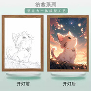 ins燈光畫(huà)小貓咪相框裝飾畫(huà)桌面擺件床頭小夜燈氛圍燈LED燈光畫(huà) 星空貓 8寸