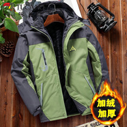 啄木鳥(niǎo)外套男夾克秋冬季加絨加厚沖鋒衣男士連帽寬松戶(hù)外大碼上衣服男裝 6801綠色【男款】 2XL （135-150斤）