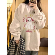 森馬（Semir）2024年新款衛衣女裝外套韓版新款圓領(lǐng)寬松上衣chic港風(fēng)潮流 灰色加絨 M