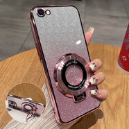 妙之選iphone6手機(jī)殼蘋果6s保護(hù)6plus硅膠套6splus全包i6防摔6p透明ip6軟殼6sp男女六puls帶支架感送鋼化 【閃粉-玫瑰金】透明電鍍送全屏鋼膜+支架 iPhone 6s Plu