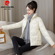 皮爾卡丹亮面免洗棉服女2025冬季新款短款立領(lǐng)韓版加厚款羽絨棉服外套女裝 白色【亮皮棉衣】 L 80-105斤