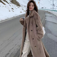 Radinka2025秋冬新款美拉德長(cháng)款寬松加厚仿水貂毛領(lǐng)仿皮草外套大衣女MYQ 咖色 加厚 L 120-135斤