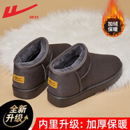 回力雪地靴子男靴棉鞋冬季加絨加厚保暖休閑鞋子男士皮面防滑抗寒棉靴 深灰加絨-短筒款 41