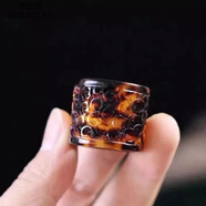 蒂寶萊（DIBAOLAI）龜殼扳指復古中國風(fēng)龜殼帽色血雕刻大拇指文玩龜甲冷門(mén)文玩戒指 雕刻扳指(尺寸22mm)