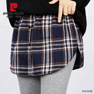 皮爾卡丹（pierre cardin）棉屁簾女秋冬打底內搭神器疊穿下擺鯊魚(yú)褲遮屁股格子半身裙 藏青格子 2XL 145-170斤