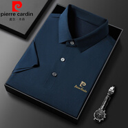 皮爾卡丹（pierre cardin）品牌定制短袖T恤男2025夏季桑蠶絲POLO 衫高品質(zhì)冰 絲上衣 藏青 170/84A