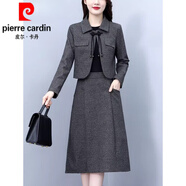 皮爾卡丹（pierre cardin）時尚毛呢連衣裙套裝女春秋季2025新款媽l媽氣質(zhì)短外套打底裙子套 圖片色 5XL 【155-165斤】