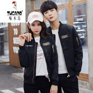 啄木鳥(niǎo)（TUCANO）短款小外套情侶春秋2025新款時(shí)尚休閑長(cháng)袖棒球服夾克洋氣飛行服 黑色女款(尺碼偏小) XL