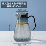 亞克力冷水壺塑料PC扎壺耐高溫餐廳酒吧涼茶水壺家用果汁壺大容量 煙灰色錘紋壺 1500ml