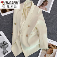 啄木鳥(niǎo)糖果色小西裝外套女炸街2025春秋新款韓版網(wǎng)紅氣質(zhì)小個(gè)子休閑外套 米白色22-01 M