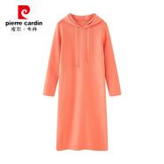 皮爾卡丹帶帽針織連衣裙女內(nèi)搭2024新款秋冬連帽打底長款氣質(zhì)毛衣長裙過膝 橘色 S