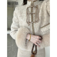 蔓爾依小香風(fēng)連衣裙女裝冬季新款氣質(zhì)新中式穿搭名媛毛呢短外套裙子套裝 杏色套裝 M