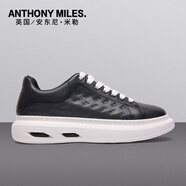 Anthony Miles休閑板鞋2025黑尾軟牛皮小白鞋厚底增高男鞋真皮軟底運(yùn)動(dòng)鞋高端鞋 藍(lán)色 XAB46006H036 43