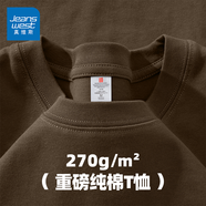 真維斯（JEANSWEST）重磅短袖t恤男夏季新款純棉寬松打底衫簡(jiǎn)約質(zhì)感休閑男女純色上衣 深棕 純色 L 【四季打底衫】