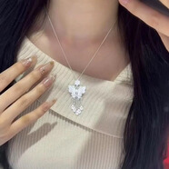 VTL999足銀項鏈女新中式國風(fēng)蝴蝶流蘇吊墜民族七夕情人節(jié)禮物送女友 花絲足銀項鏈銀鏈款