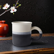 瓷魂陶瓷咖啡杯子喝水杯 帶把馬克杯大容量牛奶杯 蒼藍(lán)漸變圓把馬克杯