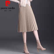 皮爾卡丹（pierre cardin）毛呢半身裙女小個(gè)子2024春秋新款黑色字裙春秋中長款高腰百褶裙針 卡其色 63cm 毛呢 秋冬款 均碼 90-140斤可穿