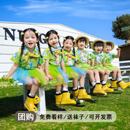 心可派兒六一兒童演出服幼兒園畢業(yè)班拍照服裝小學(xué)生港風(fēng)花襯衫舞蹈表演服 女生兩件套=短袖+裙子 120碼建議身高110CM