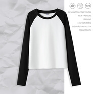 真維斯長(cháng)袖t恤女裝加絨加厚2026年冬季新款重磅羊羔絨撞色修身上衣服GX 白-純色 M （建議95-110斤）