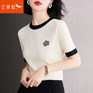 紅蜻蜓冰絲圓領(lǐng)短袖t恤女夏裝夏季新款正肩體恤顯瘦內(nèi)搭上衣夏薄款 白色短袖 均碼 （適合80-135斤）