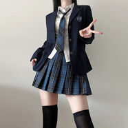 敲言JK制服女學(xué)院風(fēng)宇宙光環(huán)jk制服春季鉗色西裝外套學(xué)院套裝 原岡女子+鉗西裝+襯衫+領(lǐng)帶+徽章 XS（西裝發(fā)S）